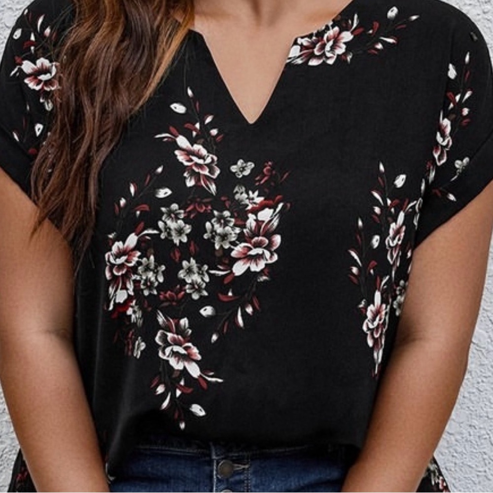 Floral Black Women's Top